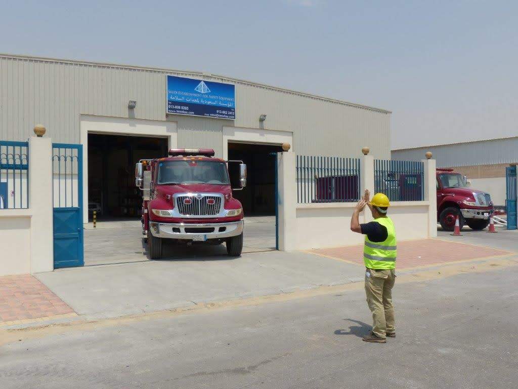 new fire tuck going out from the warehouse